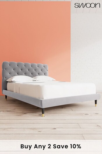 Swoon Easy Velvet Silver Grey Burbage Bed (U81284) | £959 - £1,079