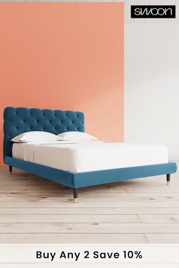 Swoon Easy Velvet Petrol Blue Burbage Bed (U81287) | £959 - £1,079