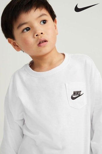 Nike White Little Kids Relaxed Long Sleeve T-Shirt (U81308) | £22