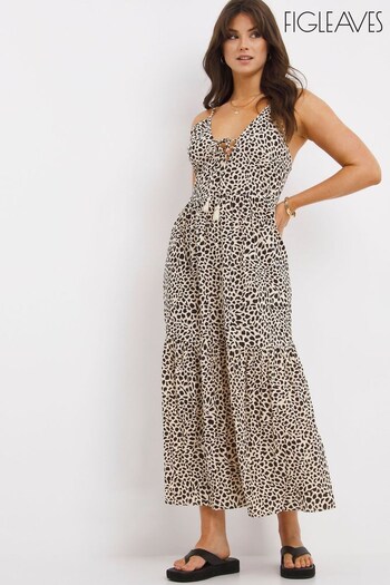 Figleaves Animal Leopard Print Serengeti Maxi Beach Dress (U81390) | £38