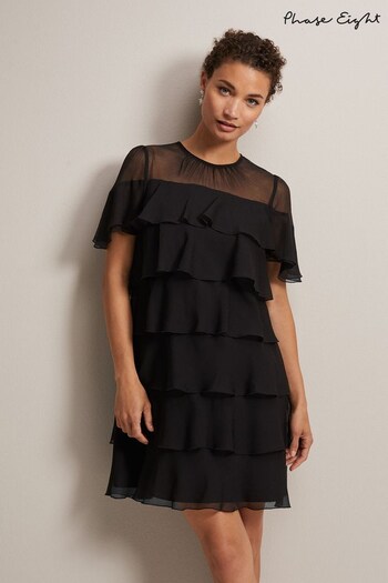 Phase Eight Nika Tiered Shift Black Dress (U81452) | £129