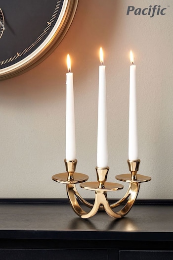 Pacific Shiny Gold 3 Stem Candle Holder (U81524) | £40