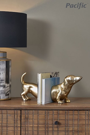 Pacific Shiny Gold Metal Sausage Dog Book Ends (U81536) | £70
