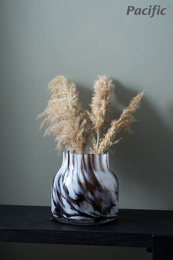 Pacific White Tortoiseshell Short Glass Vase (U81538) | £70