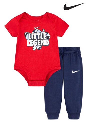 Nike Red/Blue Logo Little Legend Fastball Bodysuit Joggers Set (U81773) | £28