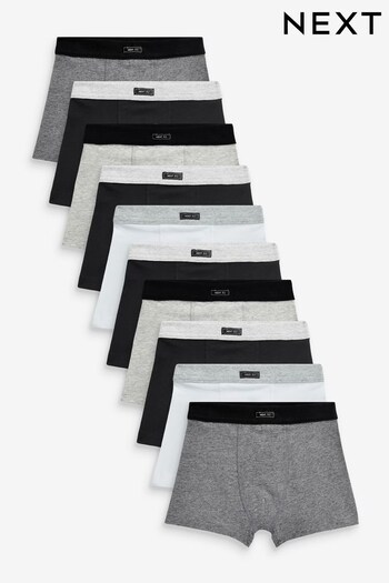 Black/Grey/White 10 Pack Trunks (2-16yrs) (U81801) | £27 - £33