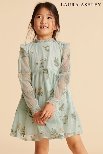 Laura Ashley Green Embroidered Mesh Party Dress (U81945) | £38 - £42