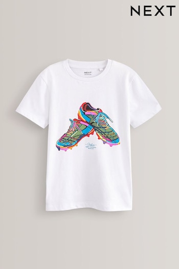 White Football Boots Graphic Short Sleeve T-Shirt (3-16yrs) (U82823) | £8 - £13