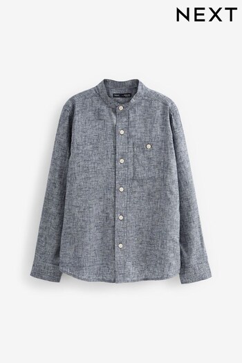 Blue Chambray Grandad Collar Long Sleeve Shirt (3-16yrs) (U83152) | £15 - £20
