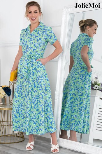 Jolie Moi Green Viera Maxi Shirt Dress (U83609) | £75