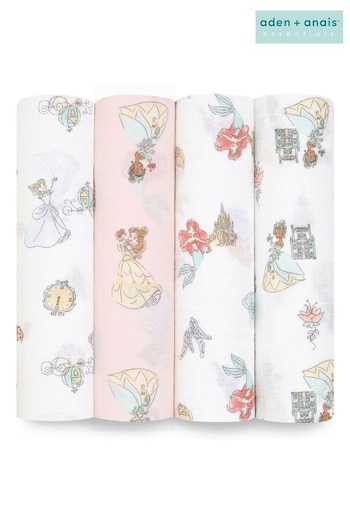 aden + anais Disney Princess Essentials Cotton Muslin Blankets 4 Pack (U83815) | £35
