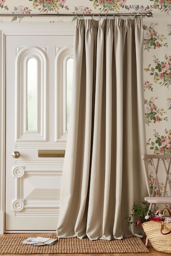 Laura Ashley Natural Stephanie Thermal Lining Door  Pencil Pleat Curtain (U83872) | £75