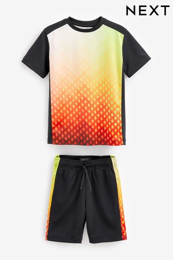 Orange/Black Ombre Sporty Mesh T-Shirt And Short Set (3-16yrs) (U83878) | £18 - £26
