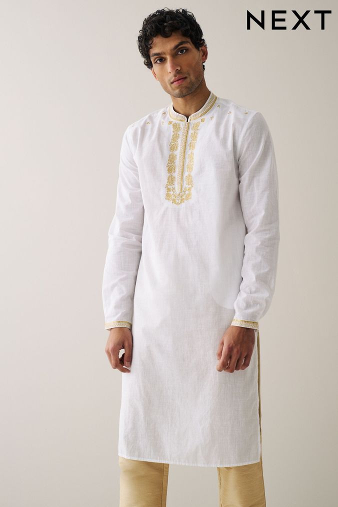 Mens casual kurta white shop