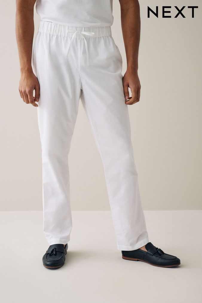 Buy Men s White Regular Trousers Online Next UK