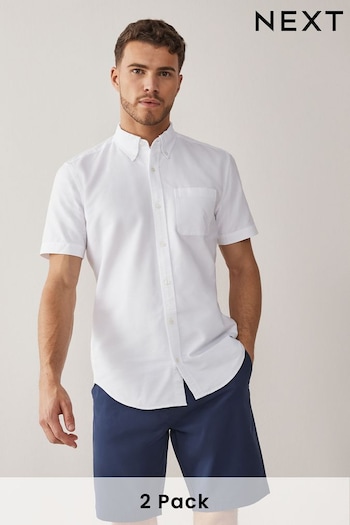White 2 Pack Short Sleeve Oxford Shirt Multipack (U84072) | £38
