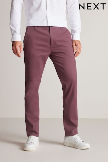 Burgundy Red Slim Stretch Chino Trousers neil (U84265) | £24