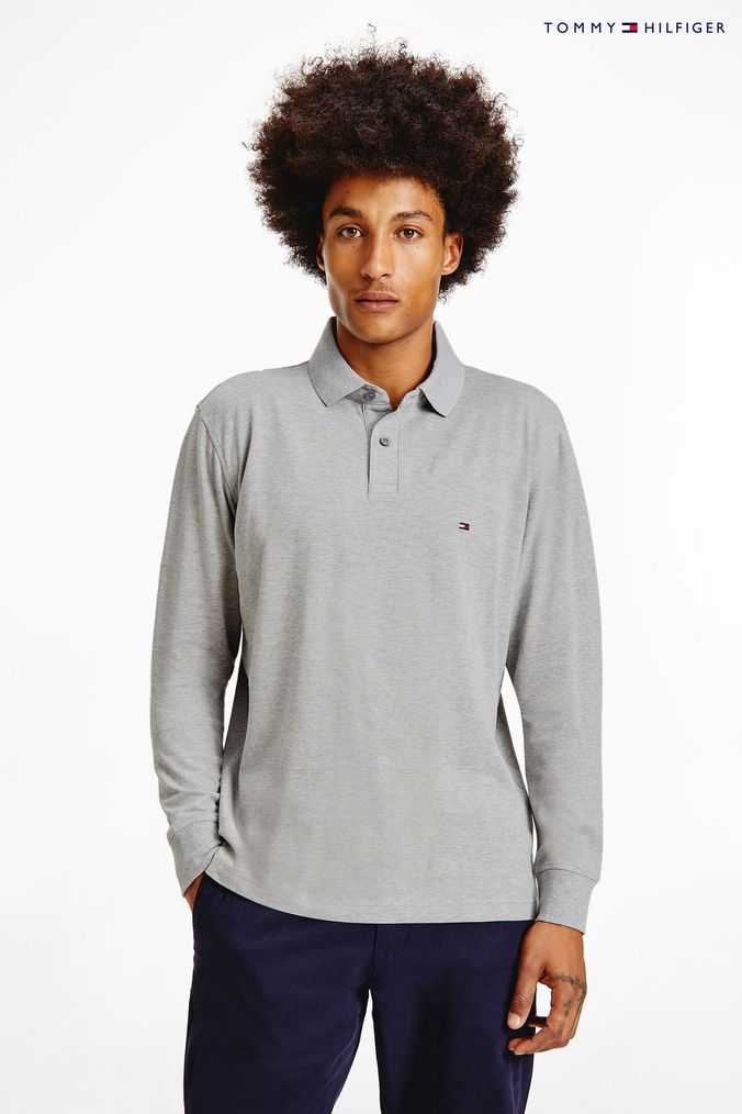 Grey tommy hotsell hilfiger polo shirt