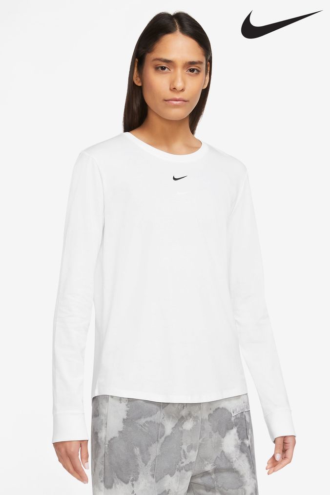 Nike long sleeve top womens white sales
