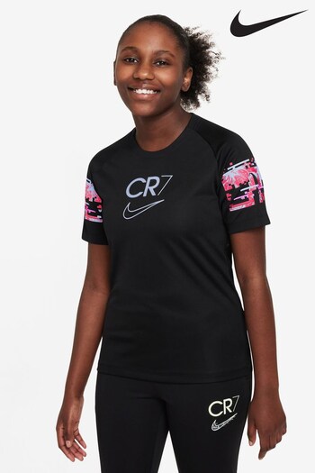 Nike pal Black CR7 Short Sleeve Football T-Shirt Top (U84450) | £28