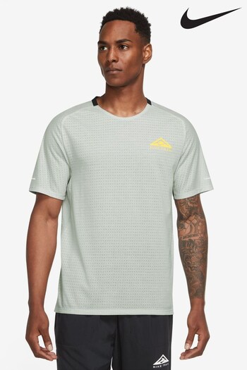 nike full Grey Dri-FIT Trail Short-Sleeve Trail Running T-Shirt (U84558) | £55