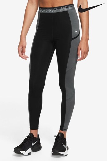 Nike Black/Grey Pro Dri-FIT High-Waisted 7/8 Leggings (U84611) | £60