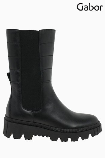Gabor Jelena Black Leather Fashion Boots ankle (U84620) | £120