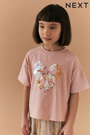 Pink Sequin Heart T-Shirt (3-16yrs) (U84755) | £9 - £14