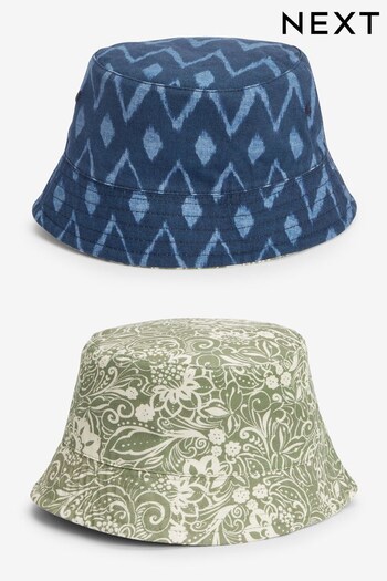 Blue/Green Printed Festival Reversible Bucket Hat (U84772) | £15