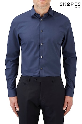 Skopes Slim Fit Navy Blue Sustainable Formal Shirt (U85069) | £25