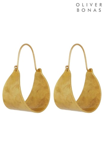 Oliver Bonas Gold Tone Breille Smooth Curve Circular Hoop Earrings (U85510) | £19.50
