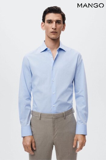 Mango Blue Slim Fit Cotton Shirt (U85559) | £25