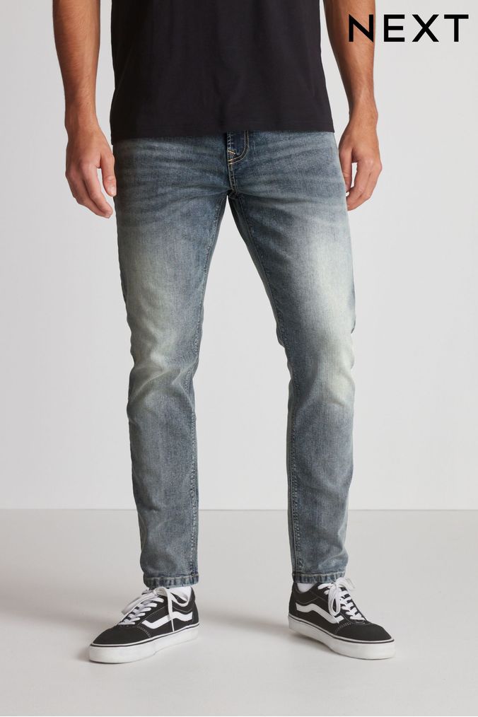 Buy Men s Long Mid Rise Button Fly Jeans Grey Online Next UK