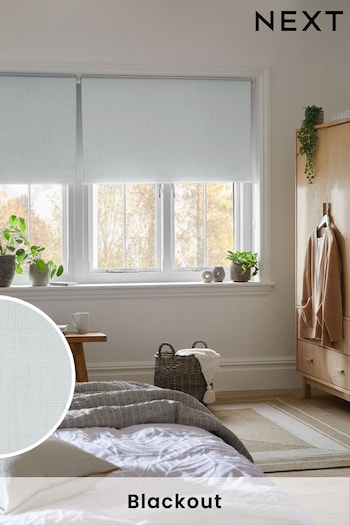 Mid Grey Ready Made Textured Blackout Roller Blind (U86453) | £20 - £44