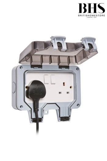 BHS Grey Twin Switch 13A Outdoor Socket Box (U86523) | £17