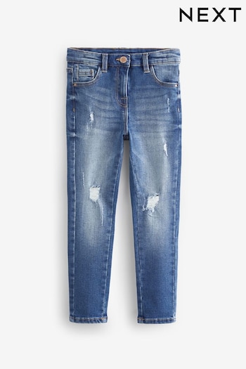 Mid Blue Distressed Regular Fit Skinny Jeans Z-32 (3-16yrs) (U86605) | £14 - £19