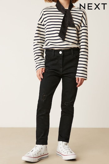 Black Distressed Regular Fit Skinny Jeans (3-16yrs) (U86606) | £14 - £19