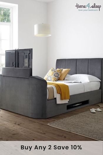 time4sleep Charcoal Grey Copenhagen Upholstered TV Bed (U86622) | £1,320 - £1,430