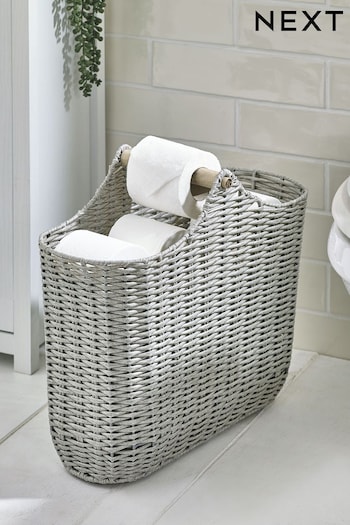 Grey Slimline Woven Toilet Roll Holder and Store (U86923) | £32