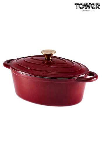 Tower Red 29cm Oval Casserole Cast Iron Pan (U87014) | £65