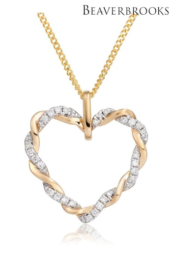 Beaverbrooks 9CT Yellow Gold Tone Diamond Heart Pendant Necklace (U87062) | £675