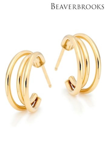 Beaverbrooks 9CT Yellow Gold Triple Hoop Earrings (U87077) | £175