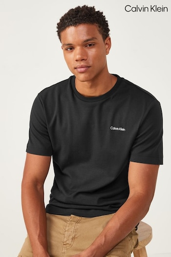Calvin embroidery Klein Black Interlock Logo T-Shirt (U87151) | £50