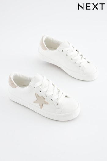 White Standard Fit (F) Star Lace-Up Trainers (U87262) | £20 - £27