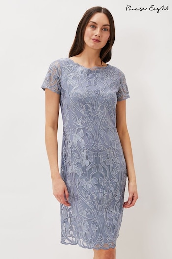 Phase Eight Blue Bea Embroidered Dress (U87289) | £149