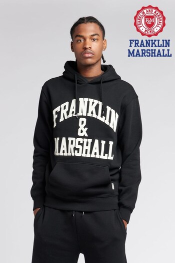 Franklin & Marshall Mens Black Arch Letter BB OTH Hoodie (U87341) | £60