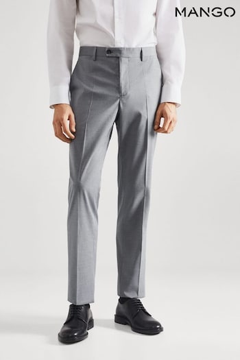 Mango Grey Slim Fit Check Suit Trousers (U87469) | £60