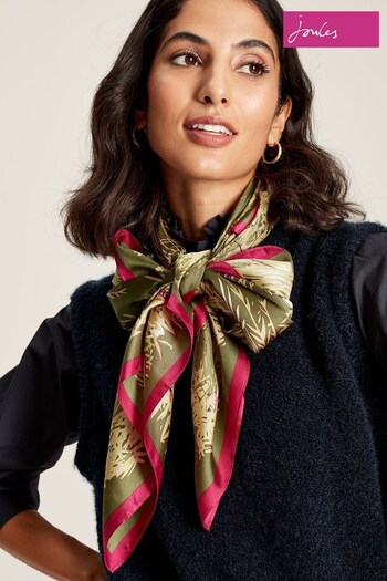 Joules Bloomfield Green Large Square Silk Scarf (U87786) | £49.95