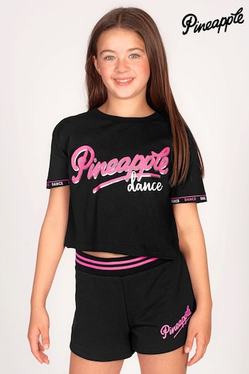 Pineapple Girls Logo Dance Crop Black T-Shirt (U88066) | £20