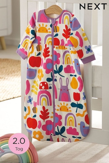 Bright Pink Rainbow Baby 100% Cotton Long Sleeve 2 Tog Sleep Bag (U88264) | £30 - £34